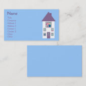 不動産業者のかわいい漫画の家及びカップル 名刺 (正面/裏面)