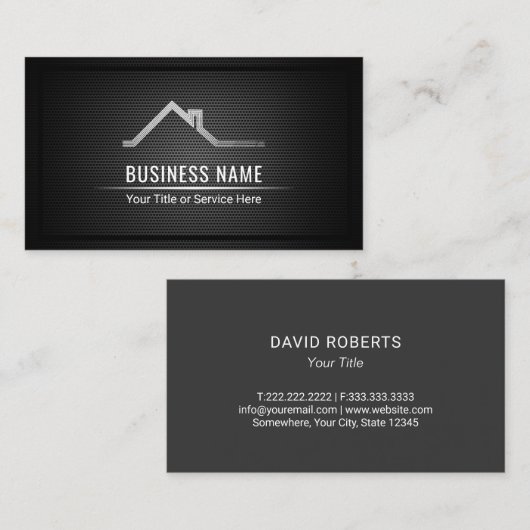 不動産業者のモダンで黒い金属 名刺 (正面/裏面)
