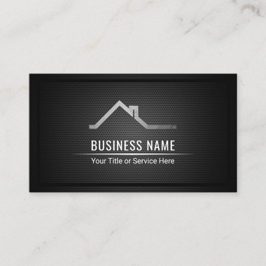 不動産業者のモダンで黒い金属 名刺 (正面)