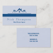 不動産業者の建築家の青くエレガントなライト 名刺 (正面/裏面)