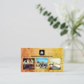 不動産業者の木工建築家具 名刺 (スタンド正面)