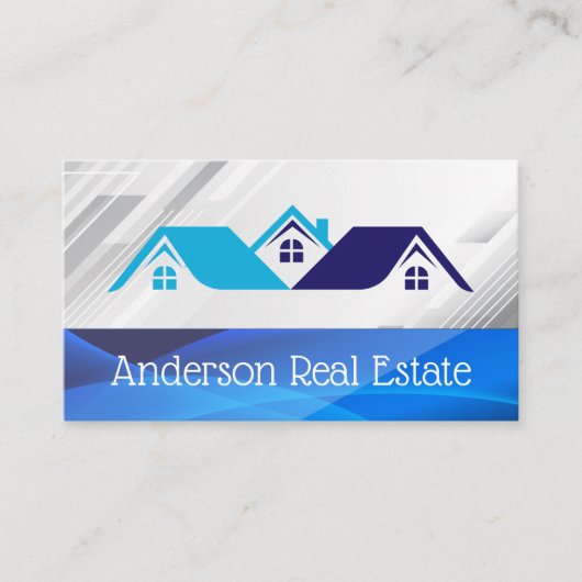 不動産物件 | Blue Houses Real Estate ロゴ 名刺 (正面)