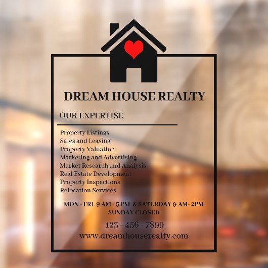 不動産窓の実在デカールで印象を与える ウィンドウサイン (シート2)