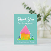 不動産紹介ありがとう ピンクの家 ポストカード (スタンド正面)