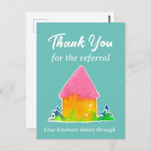 不動産紹介ありがとう ピンクの家 ポストカード (正面/裏面)