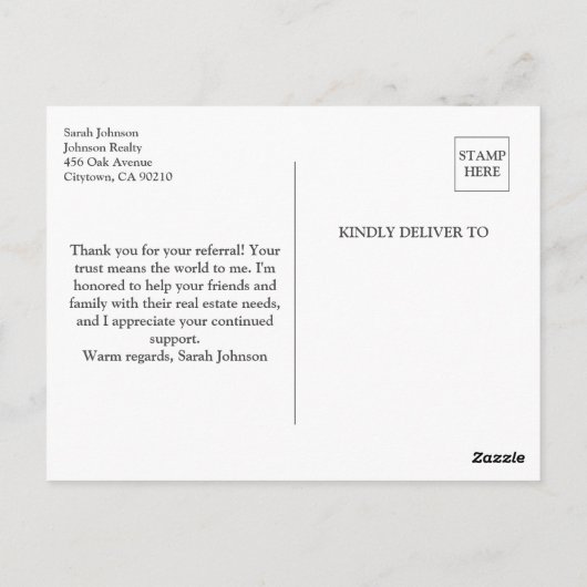 不動産紹介してくれてありがとう ポストカード (裏面)