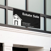 不動産販売の白黒ビジネス名Webサイト 横断幕 (ビルの外側)