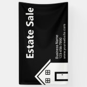 不動産販売の白黒ビジネス名Webサイト 横断幕 (縦)