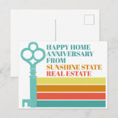 不動産 ハッピー ホーム アニバーサリー レトロ ストライプ ポストカード (正面/裏面)