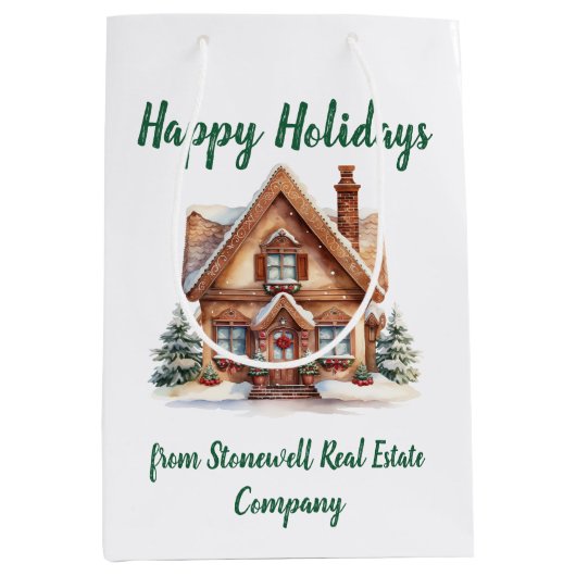 不動産 ビジネス クリスマス オーダーメイド ミディアムペーパーバッグ (正面)