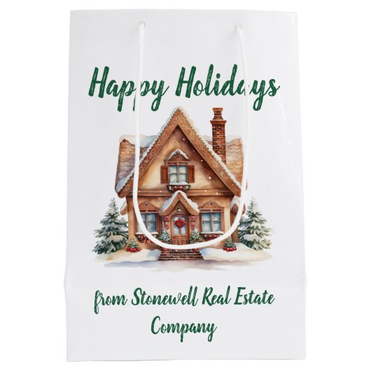 不動産 ビジネス クリスマス オーダーメイド ミディアムペーパーバッグ (裏面)