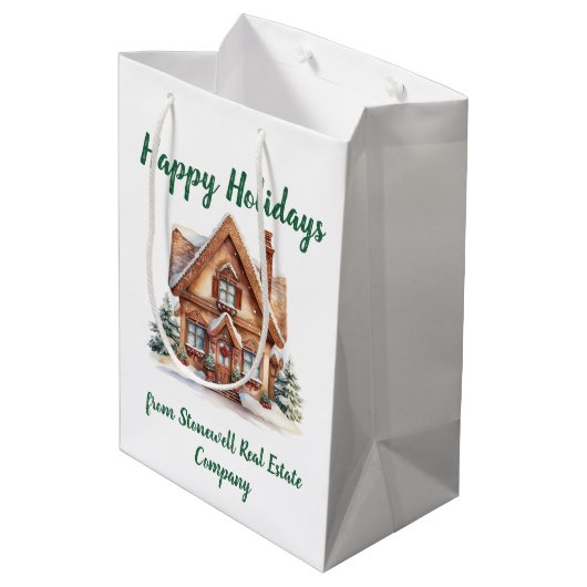 不動産 ビジネス クリスマス オーダーメイド ミディアムペーパーバッグ (裏面アングル)