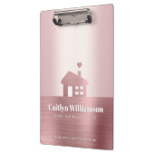 不動産 ピンクのバラ ゴールドホイル ブローカー エージェント ハウス クリップボード (左)