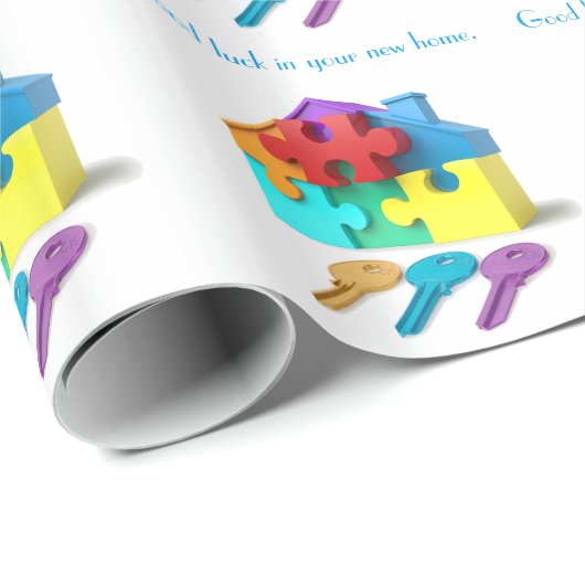 不動産、不動産仲介業者、不動産業者、新しい家 ラッピングペーパー (ロールコーナー)