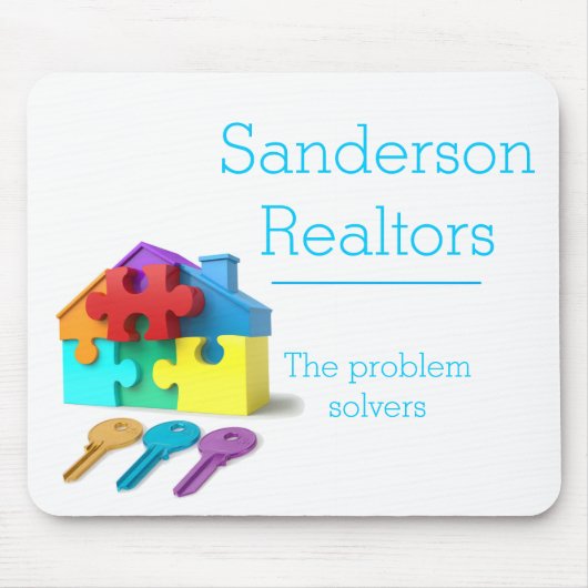 不動産、家の保険、不動産仲介業者、不動産業者 マウスパッド (正面)