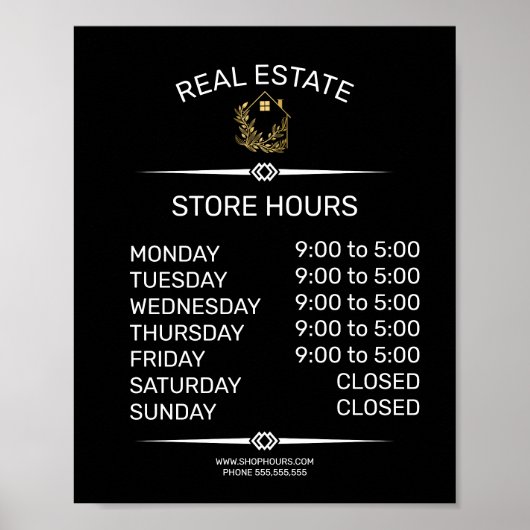 不動産 小売店営業時間サイン ポスター (正面)