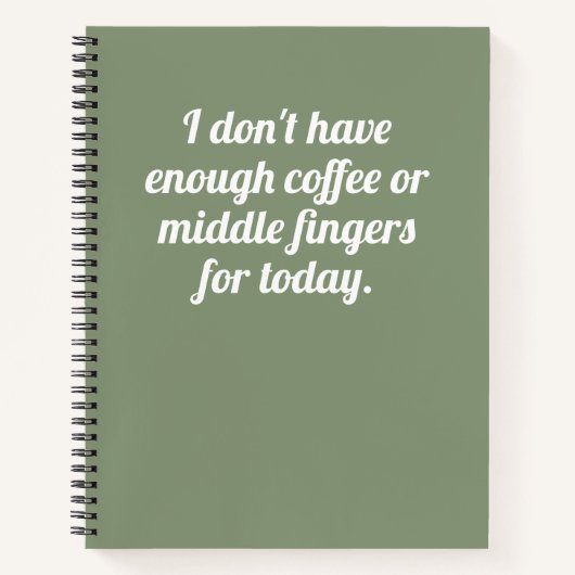 不十分おもしろいなコーヒー引用文セージ緑ホワイト ノートブック (正面)