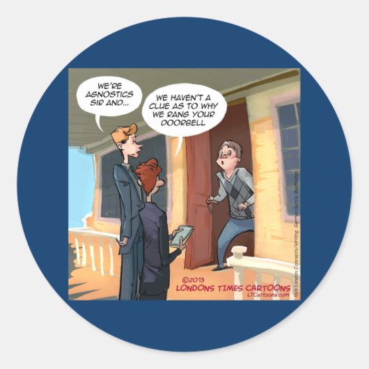 不可知宣教師おもしろい ラウンドシール (正面)