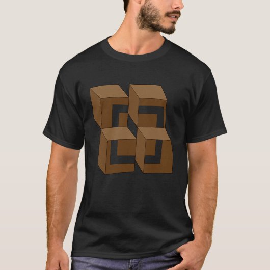 不可能なキューブ非合理な光学錯覚おもしろい Tシャツ (正面)