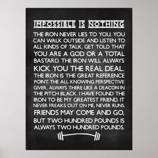 不可能なジムやる気を起こさせるChalkboard ポスター (正面)