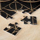 不可能なパズルブラック金ゴールドおもしろいギャグの贈り物 ジグソーパズル (側面)