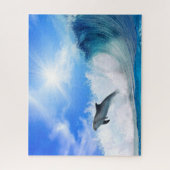 不可能なパズル – イルカが波でジャンプ ジグソーパズル (縦)