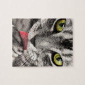 不可能なパズル – グレーストライプの猫 ジグソーパズル (横)