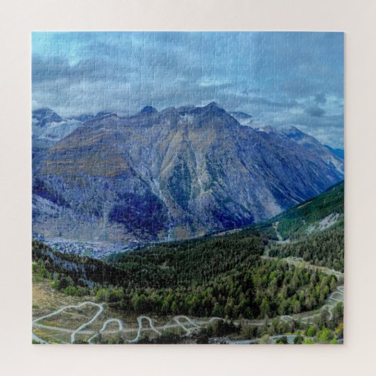 不可能なパズル – 青と緑の山 ジグソーパズル (縦)