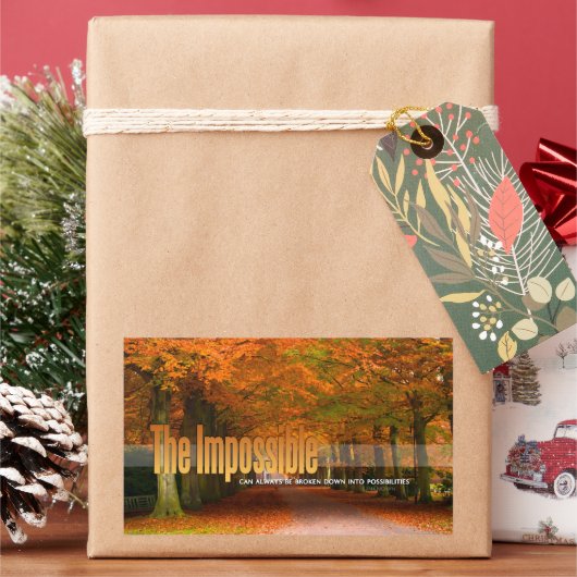 不可能は破れるものだ感動的引用文 長方形シール (クリスマス)