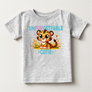 不可解なかわいこちゃんおもしろいプリン。ベビータイガー漫画 ベビーTシャツ