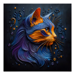 不可解な猫の一見 – AIが作成 ポスター