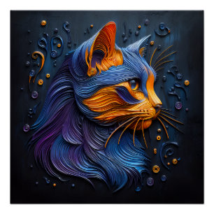 不可解な猫の一見 – AIが作成 ポスター
