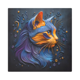 不可解な猫の一見 – AIが作成 メタルプリント