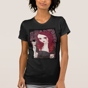 不吉な深紅の黒の女性ティー Tシャツ