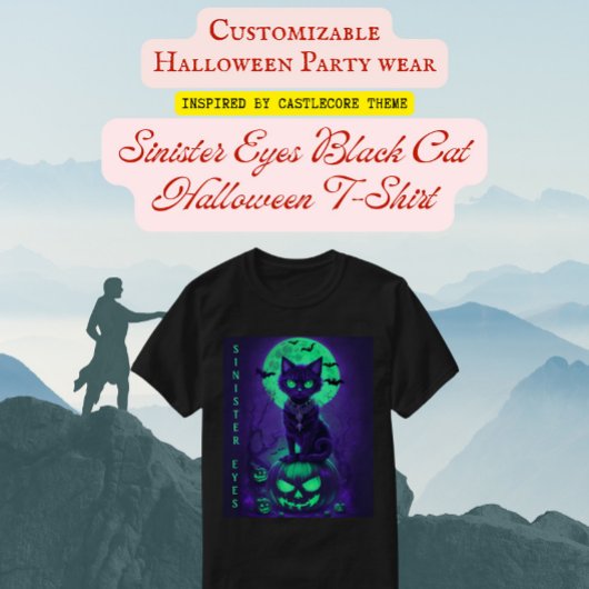 不吉な目ブラックキャットハロウィーン Tシャツ