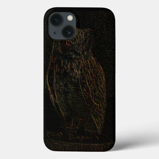 不吉な黒いフクロウ白熱［赤熱］光を放つの目を黒 Case-Mate iPhoneケース (裏面)