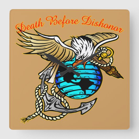 不名誉の前のバダッツイーグル死 スクエア壁時計 (正面)