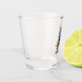 不器用なカウボーイ象おもしろい馬ライダーアニメ ショットグラス (左)