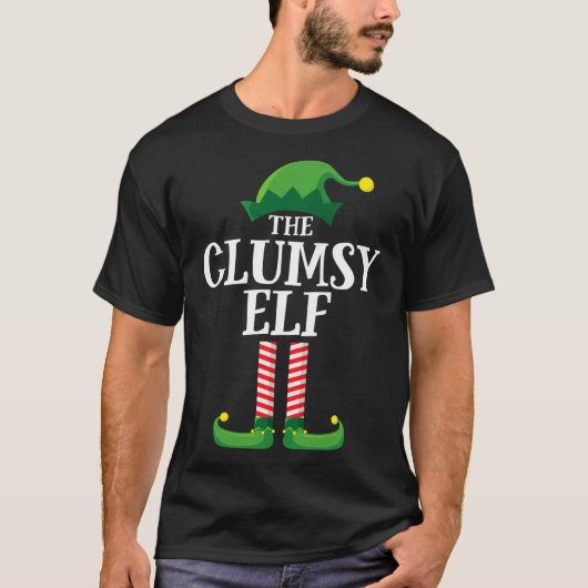 不器用な小妖精や小人マッチングファミリークリスマスパーティー Tシャツ (正面)