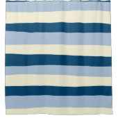 不均一ストライプな – ダークブルー、ライトブルー、クリーム シャワーカーテン (正面)