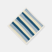 不均一ストライプな – ダークブルー、ライトブルー、クリーム スタンダードカクテルナプキン (角)