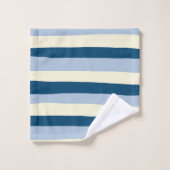 不均一ストライプな – ダークブルー、ライトブルー、クリーム バスタオルセット (ウォッシュタオル)