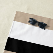 不均一ストライプな – トープ、白黒 ビーチタオル (インサイチュ)