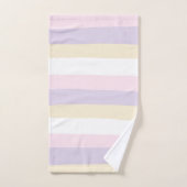 不均一ストライプな – パステルピンク、黄、紫 バスタオルセット (ハンドタオル)