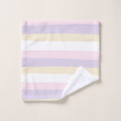 不均一ストライプな – パステルピンク、黄、紫 バスタオルセット (ウォッシュタオル)