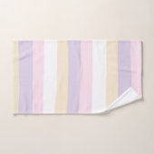 不均一ストライプな – パステルピンク、黄、紫 バスタオルセット (ハンドタオル)