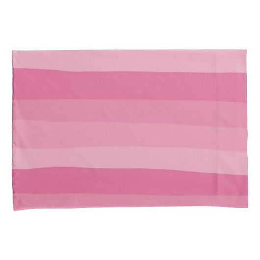 不均一ストライプな – ピンク 枕カバー (正面右)