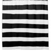 不均一ストライプな – 白黒 シャワーカーテン (正面)