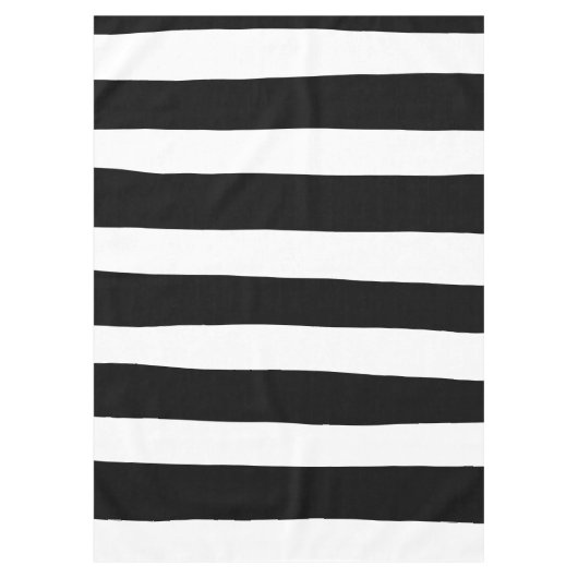 不均一ストライプな – 白黒 テーブルクロス (正面)