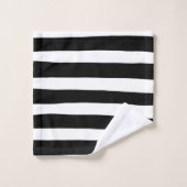 不均一ストライプな – 白黒 バスタオルセット (ウォッシュタオル)